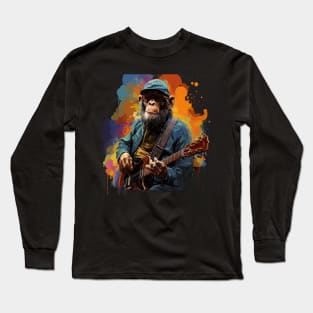 Chimpanzee Playing Guitar Long Sleeve T-Shirt
